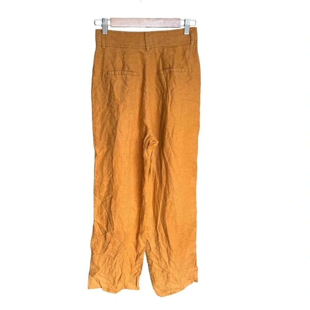 Everlane - Linen Trouser Pants Lightweight Flowing Mustard Yellow Sz 0
